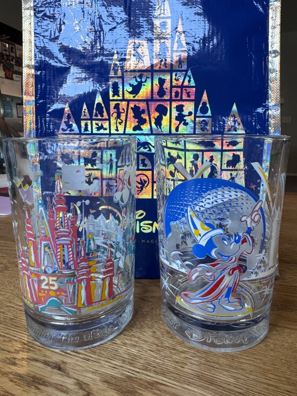 McDonalds Disney World 25th Anniversary Glasses Epcot Magic Kingdom